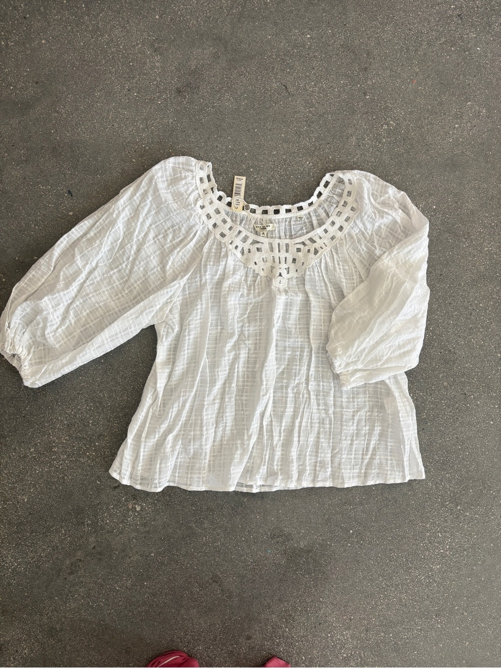 Crochet Yoke Peasant Blouse - Picture 3 of 7